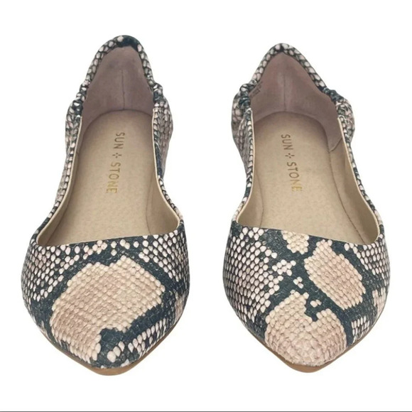 Sun + Stone Jilly Snake Print Womens Flat Loafers - Picture 4 of 12